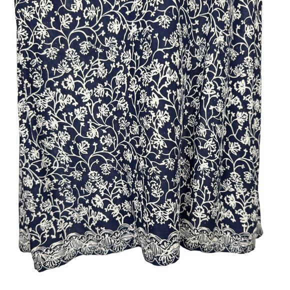 Soft Surroundings Navy & White Floral 100% Rayon Cami Shift Midi Slip Dress - Picture 6 of 8